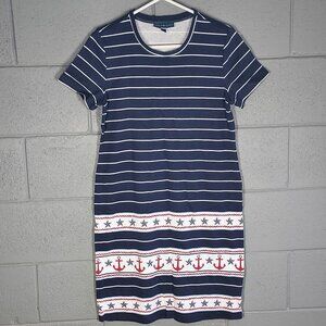 Karen Scott Sport Red, White, Blue Nautical Dress - Small